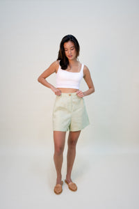 High Waist Tailored Shorts - Apple Green
