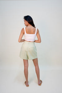 High Waist Tailored Shorts - Apple Green