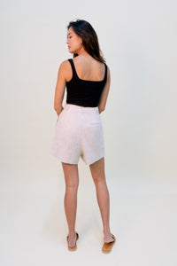 High Waist Tailored Shorts - Beige