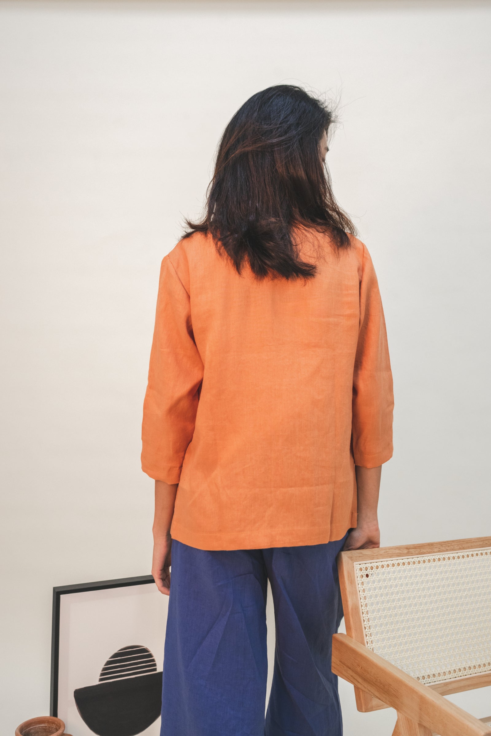 Linen Jacket - Rust Orange